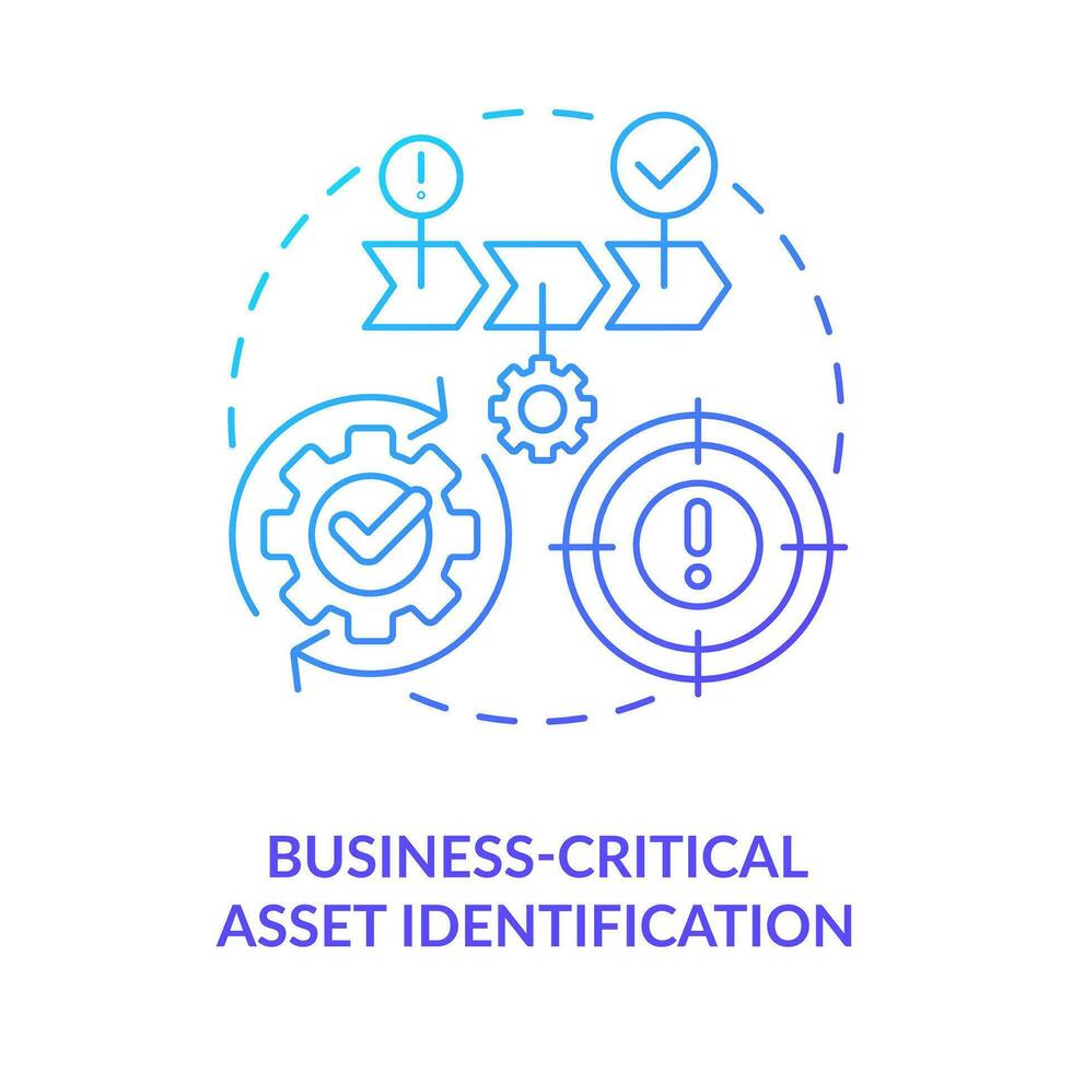 geschäftskritisch Anlagegut Identifizierung Blau Gradient Konzept Symbol. Wirksam Katastrophe Wiederherstellung planen abstrakt Idee dünn Linie Illustration. isoliert Gliederung Zeichnung vektor