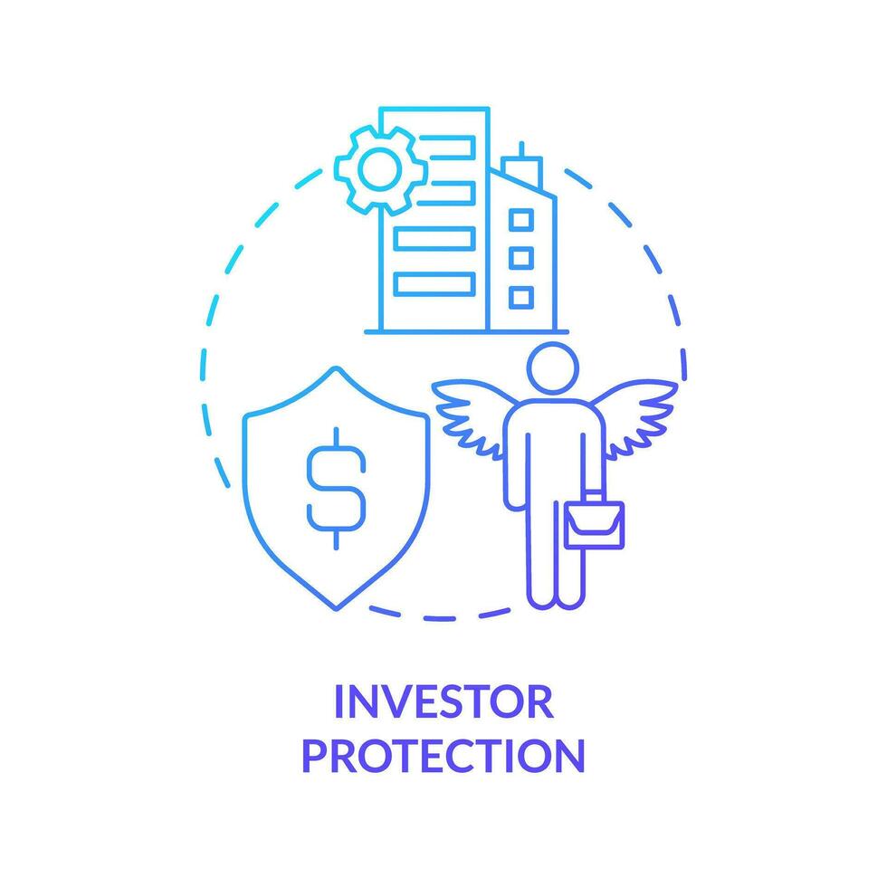 Investor Schutz Blau Gradient Konzept Symbol. finanziell Sicherheit. Privat Sektor Vorschriften abstrakt Idee dünn Linie Illustration. isoliert Gliederung Zeichnung vektor