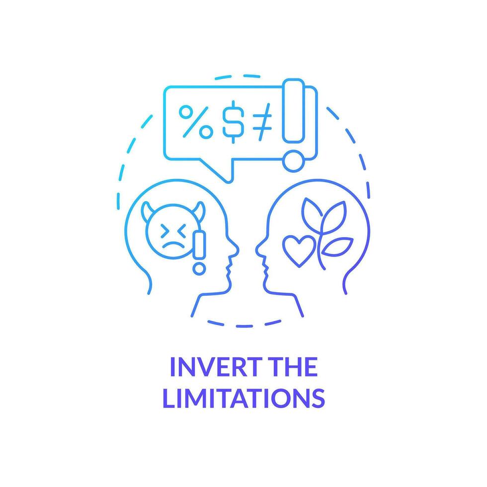 invertera begränsningar blå lutning begrepp ikon. mental hälsa. själv tillväxt. övervinnande dold barriär dricks abstrakt aning tunn linje illustration. isolerat översikt teckning vektor