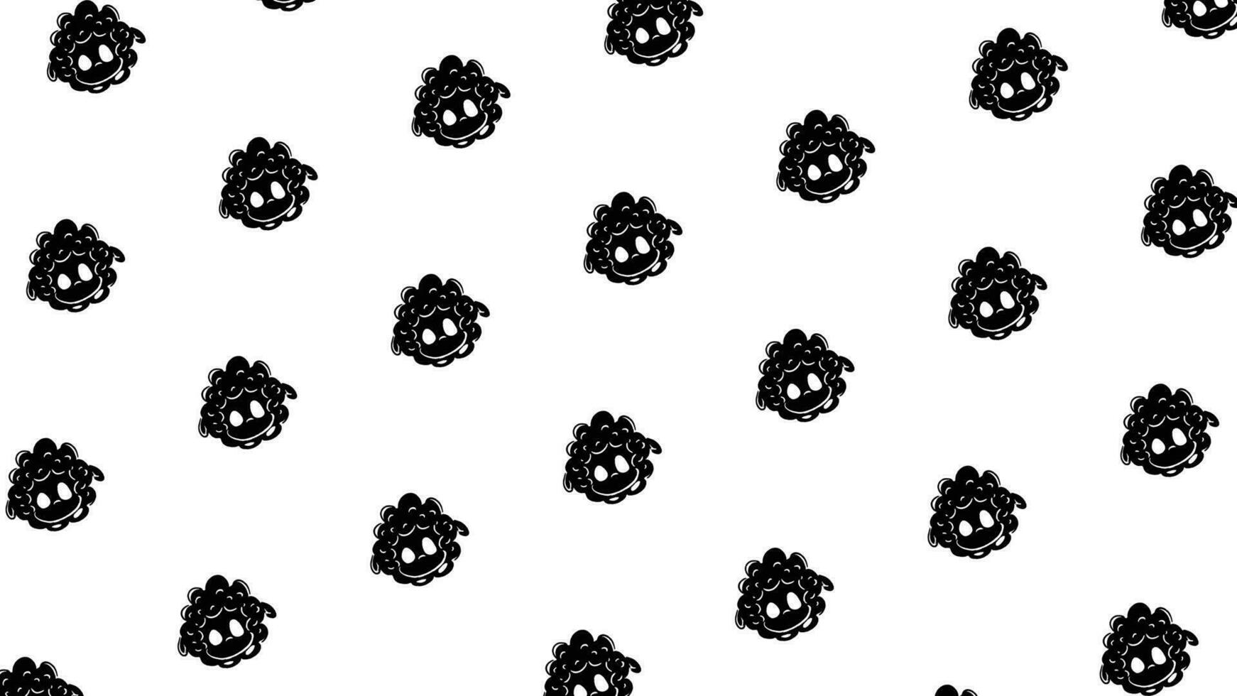 schwarz und Weiß Hintergrund von ein Bündel von süß Schaf vektor