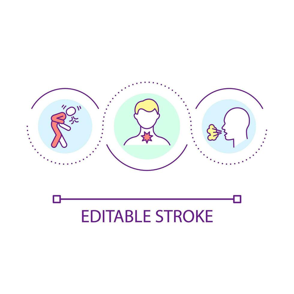 akut respiratorisk infektion slinga begrepp ikon. virus sjukdomar. patient med kall. sars abstrakt aning tunn linje illustration. isolerat översikt teckning. redigerbar stroke vektor