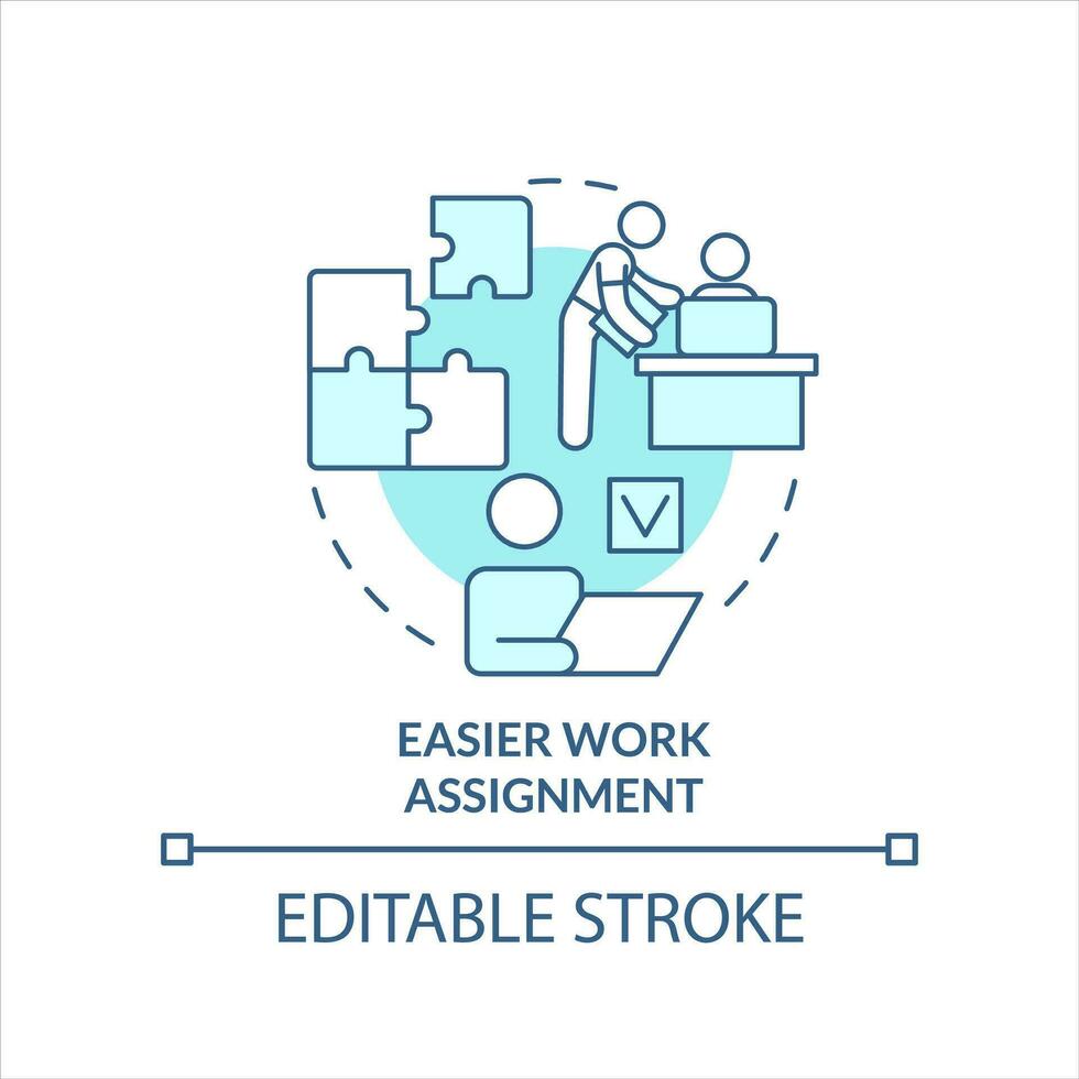 Einfacher Arbeit Zuordnung Türkis Konzept Symbol. Wirksam Abschluss Job Aufgaben abstrakt Idee dünn Linie Illustration. isoliert Gliederung Zeichnung. editierbar Schlaganfall vektor