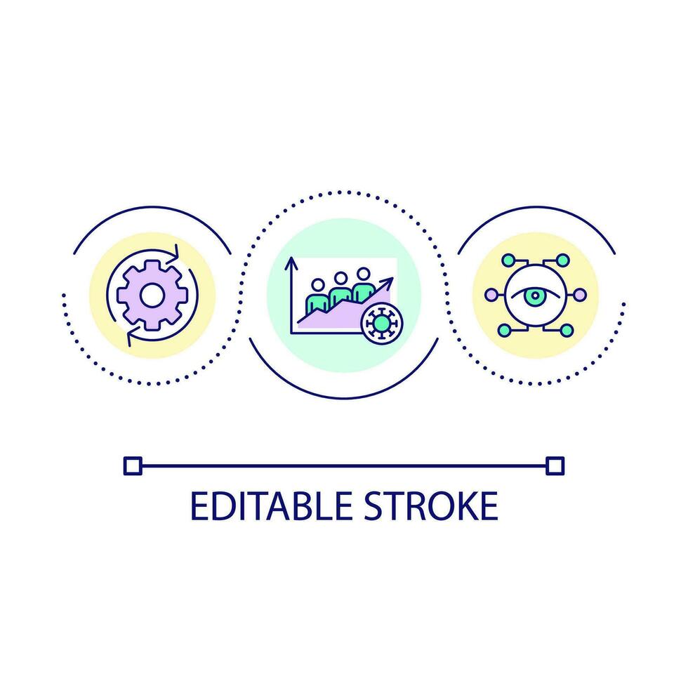 data analys i medicinsk industri slinga begrepp ikon. klinik programvara. innovationer i sjukvård abstrakt aning tunn linje illustration. isolerat översikt teckning. redigerbar stroke vektor