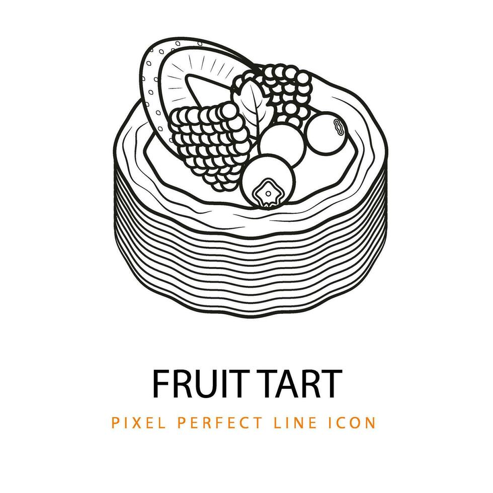 Beeren Obst Torte tausend Blätter luftig Puff Gebäck Vektor Linie Kunst png svg Symbol Illustration Färbung Seite