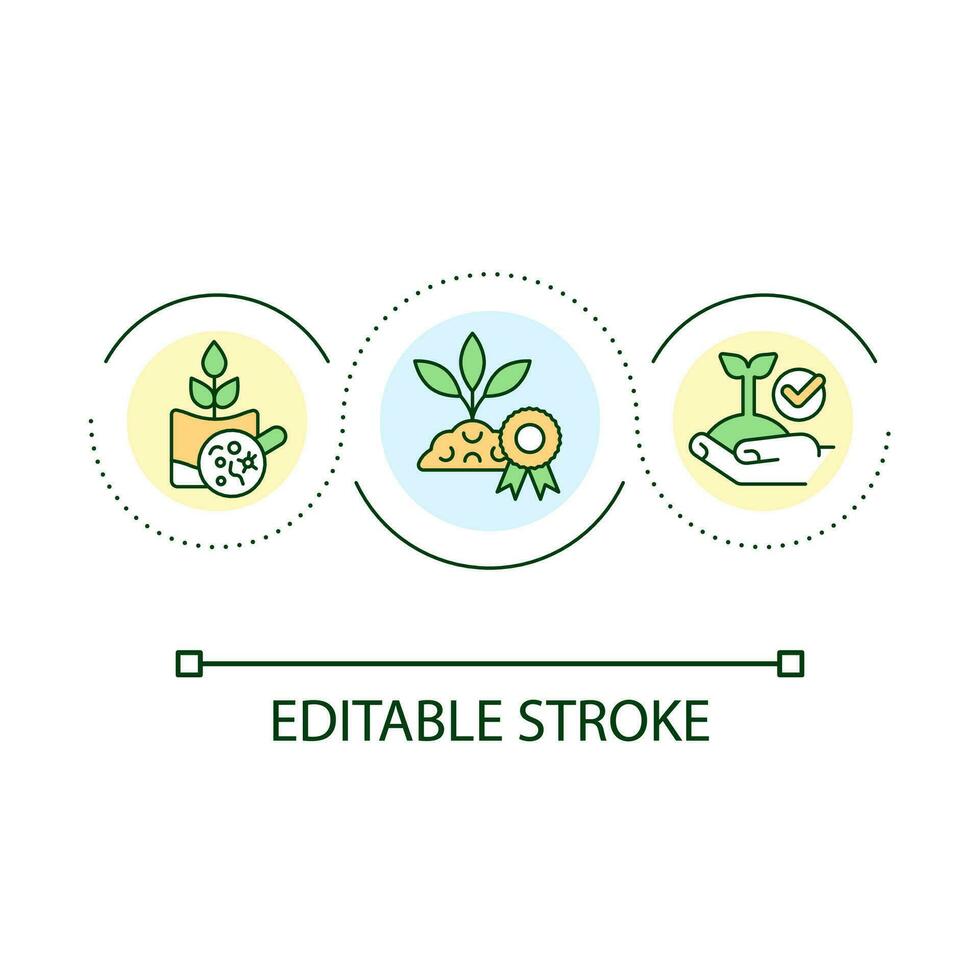 hög kvalitet jord slinga begrepp ikon. friska jord. förträfflighet bricka. växande växter abstrakt aning tunn linje illustration. isolerat översikt teckning. redigerbar stroke vektor