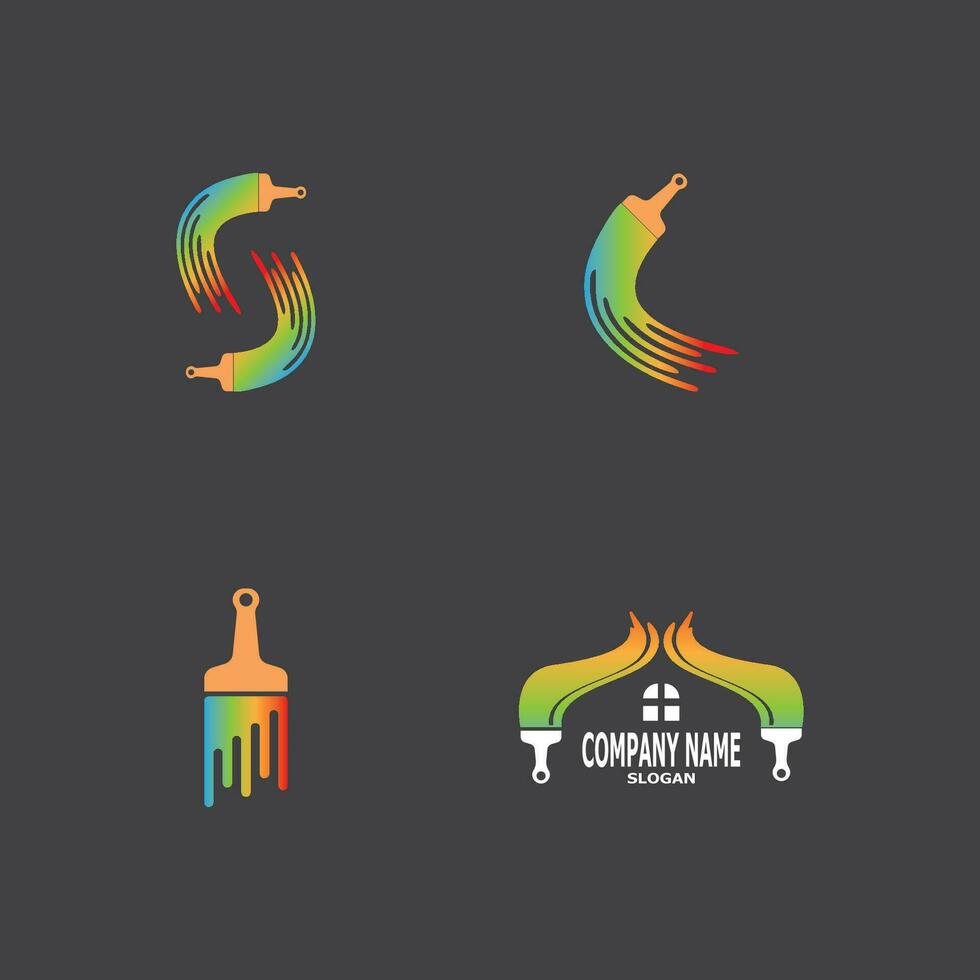 Farbe Bürste Symbol Logo Design Vorlage Vektor Bild