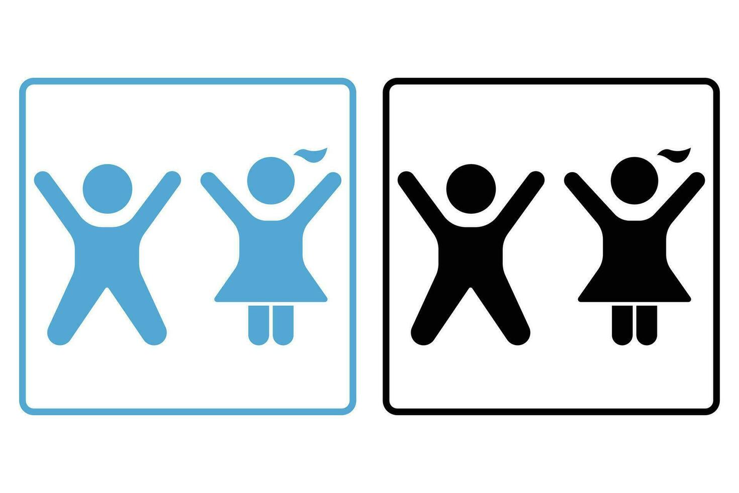 Mädchen und Junge Symbol. Symbol verbunden zu Zeichen Kinder Toilette, Dressing Zimmer Kinder, Badezimmer Kinder. solide Symbol Stil Design. einfach Vektor Design editierbar