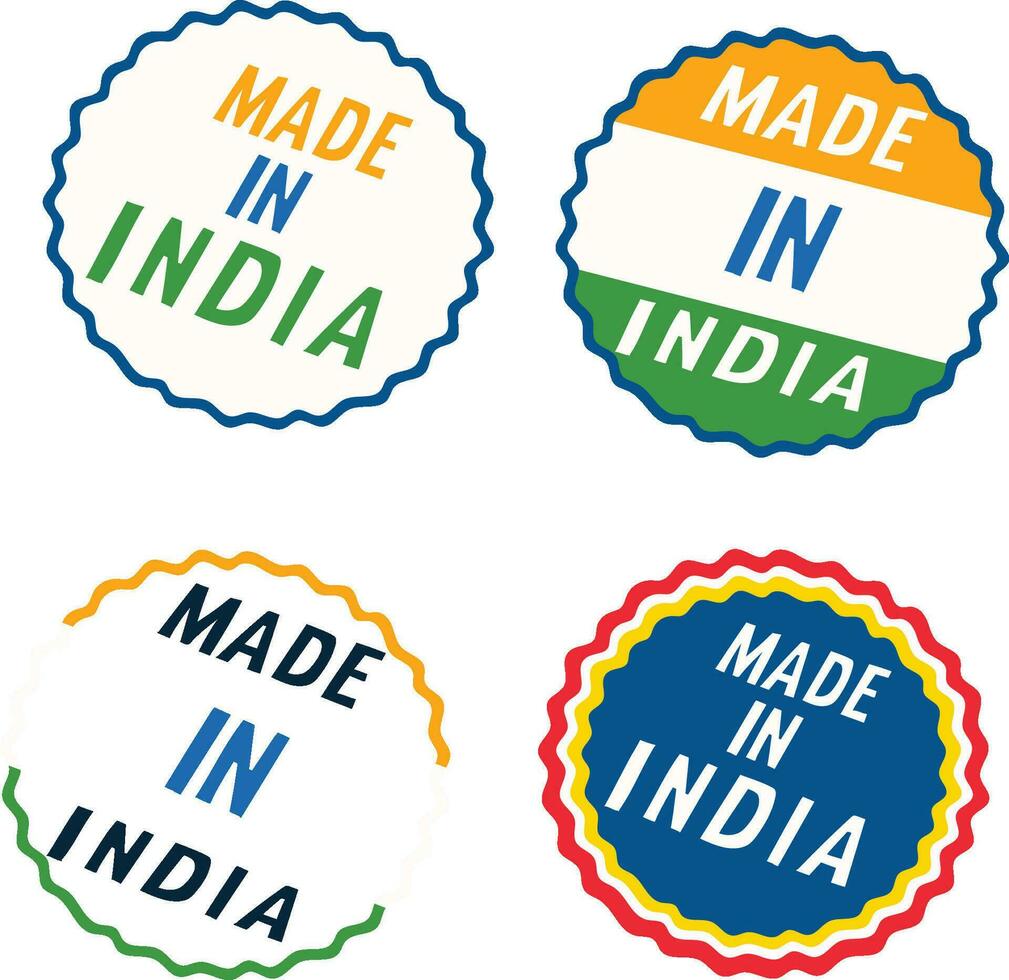 uppsättning av etiketter tillverkad i Indien märka produkt vektor