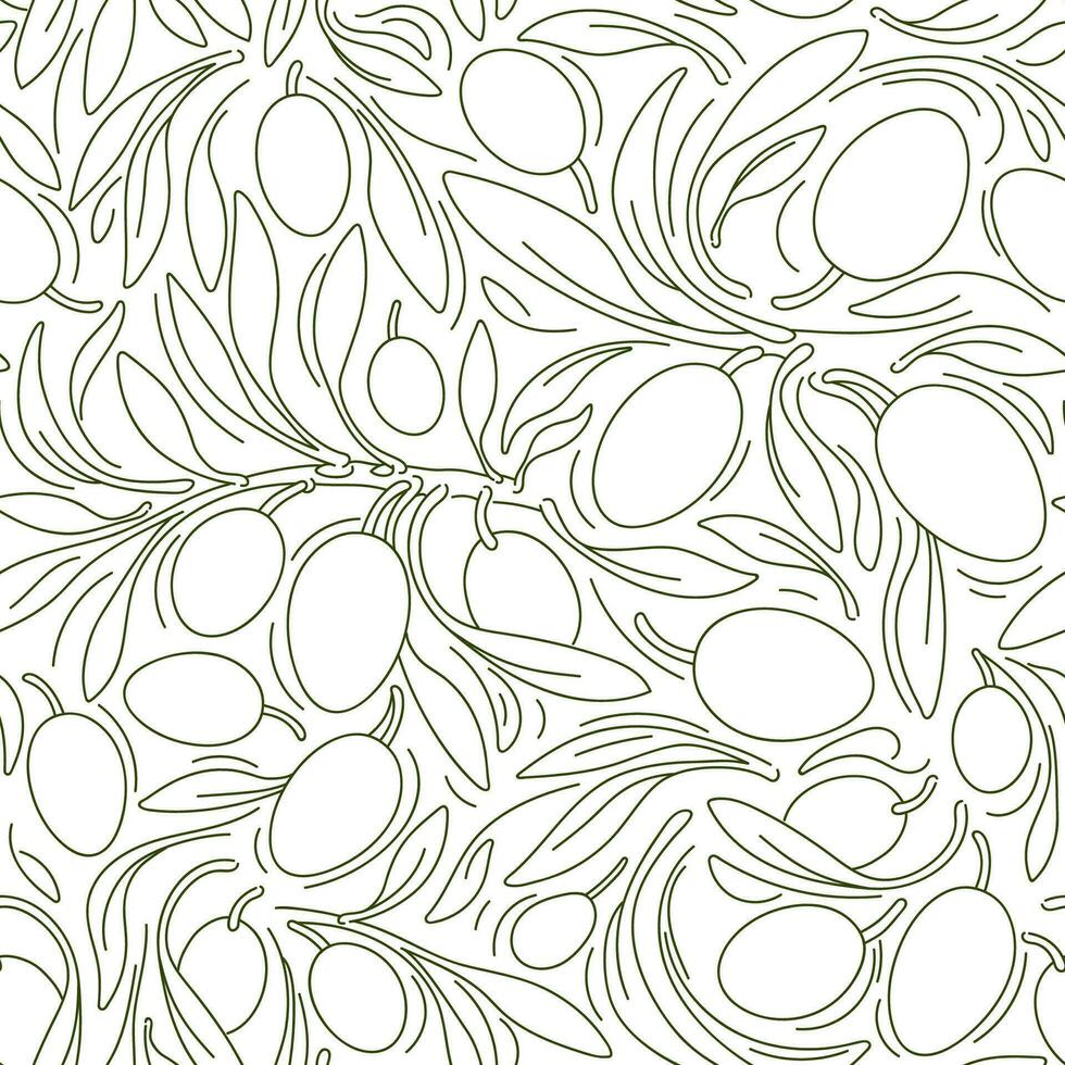oliv kvist sömlös mönster vektor konst linje skiss