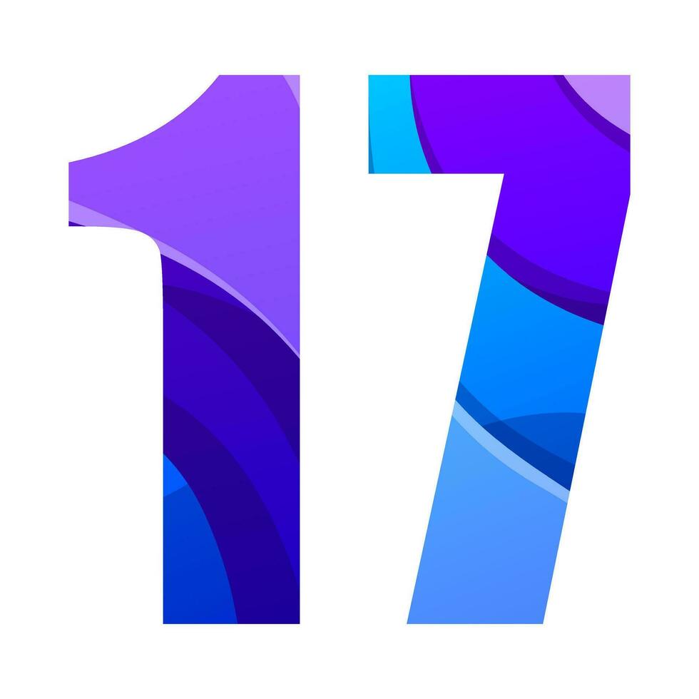 färgrik lutning siffra 17 logotyp design vektor