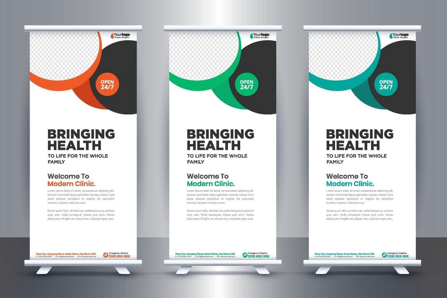 kostenloses medizinisches Roll-Up-Banner-Design für Krankenhaus und Gesundheitswesen vektor