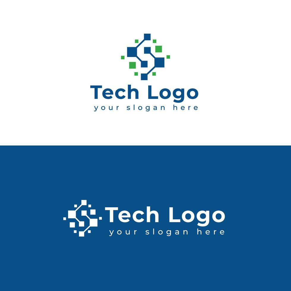 teknologi logotyp mall vektor illustration grafisk geometrisk tech logotyp