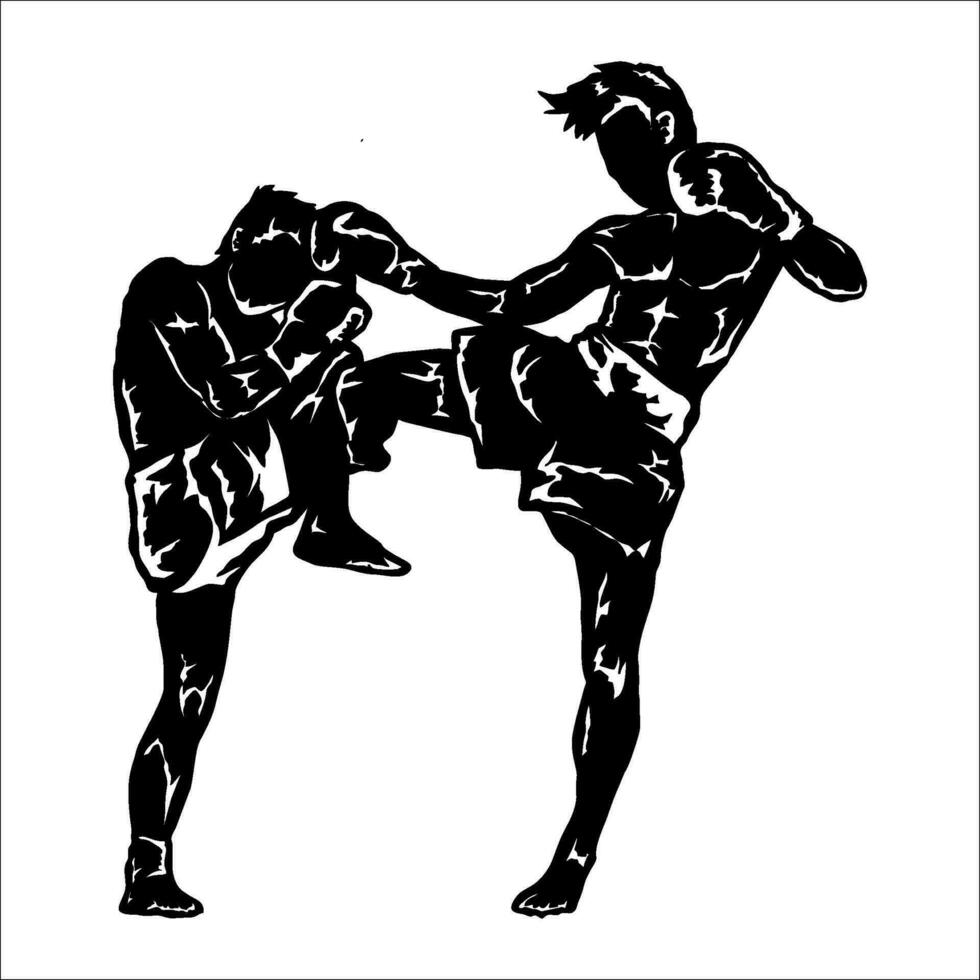 muay thai logotyp vektor silhuett