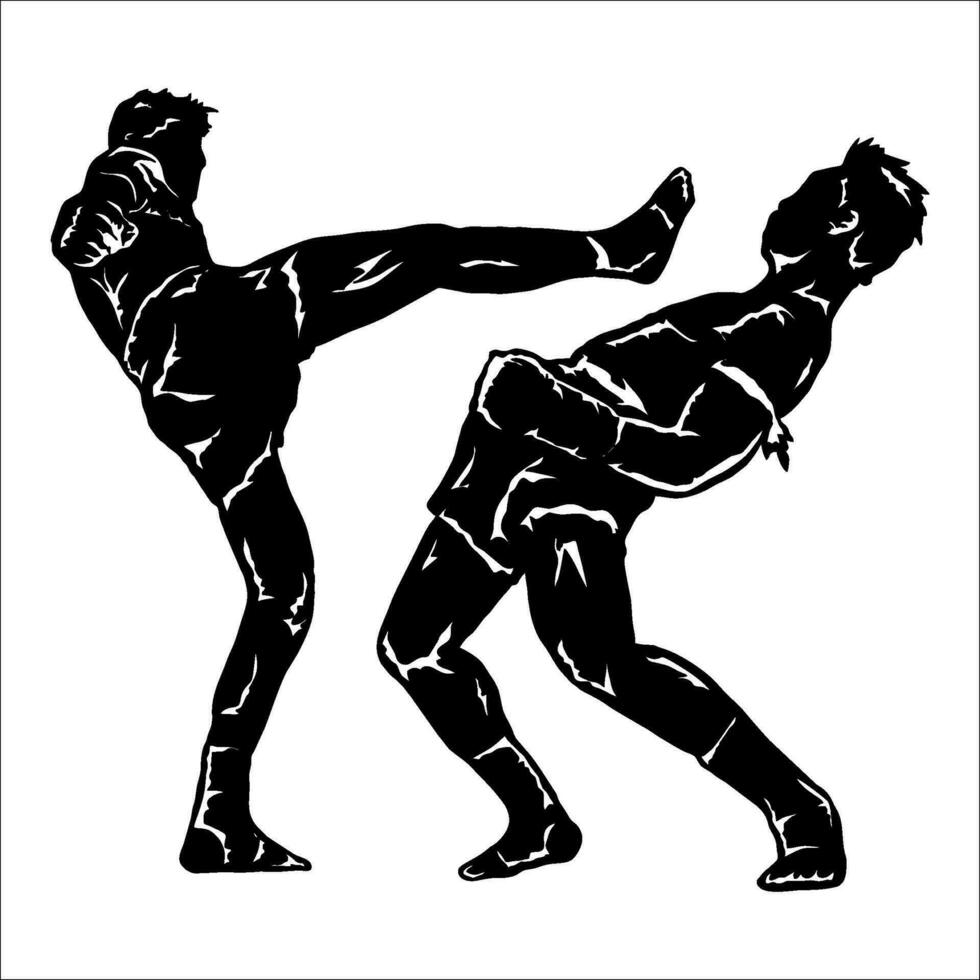 muay thai logotyp vektor silhuett