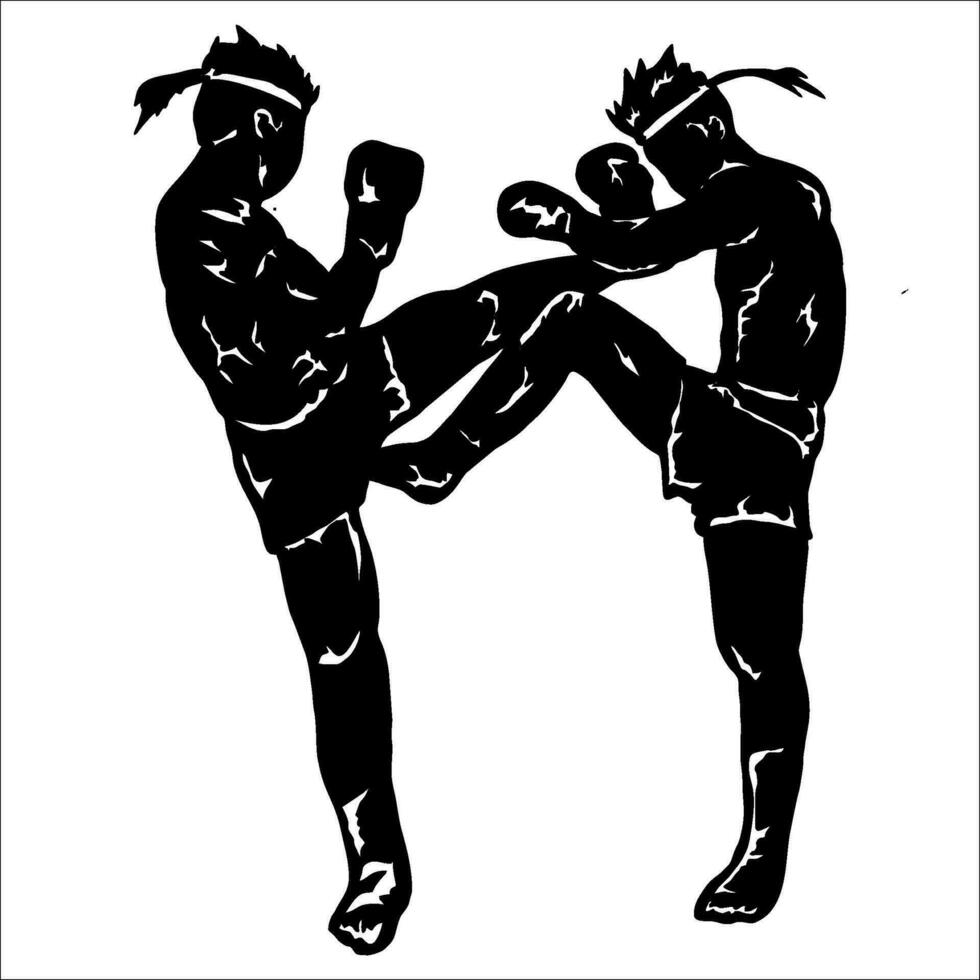 muay thai logotyp vektor silhuett