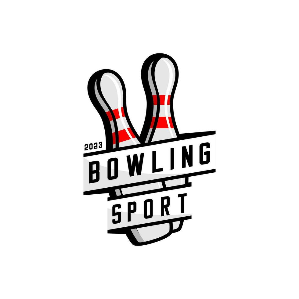 bowling sporter logotyp vektor på vit bakgrund