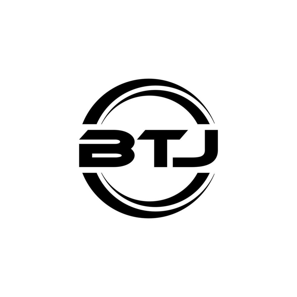 btj brev logotyp design i illustration. vektor logotyp, kalligrafi mönster för logotyp, affisch, inbjudan, etc.