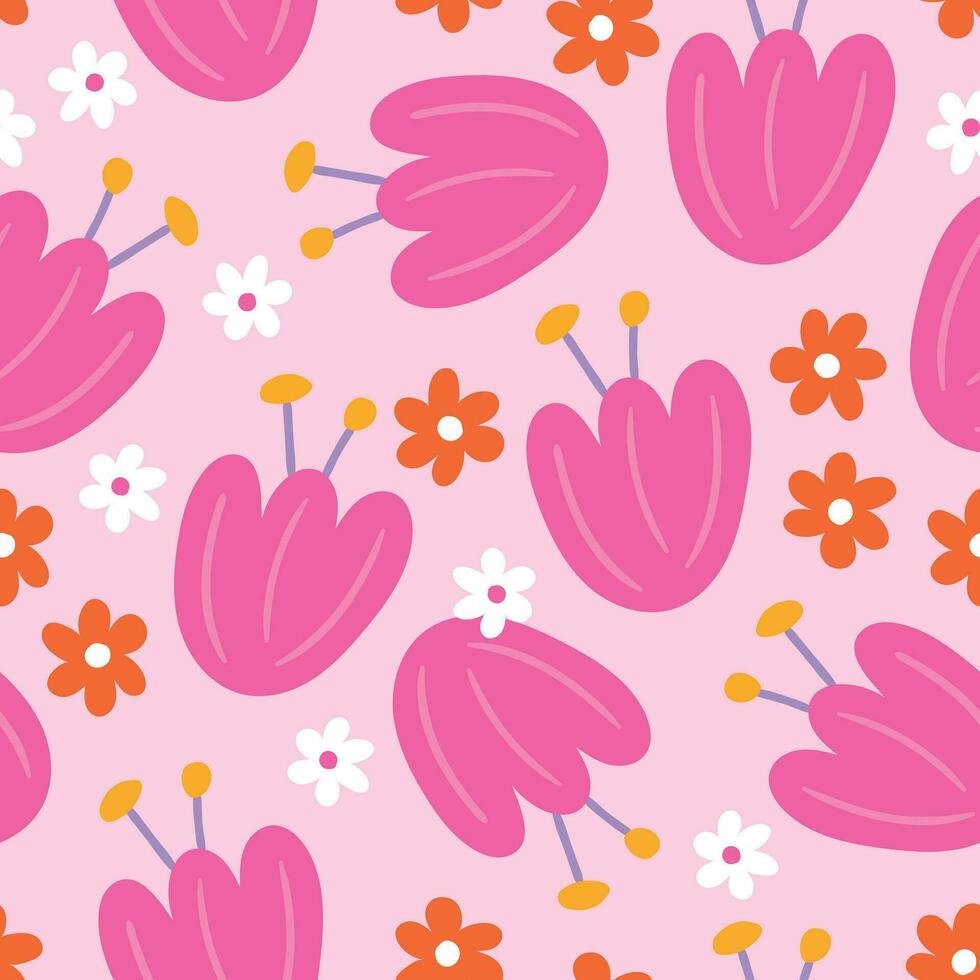 Blumen- Hintergrund. Blumen- nahtlos Muster. Frühling Hintergrund. Rosa Blumen- Muster. Blumen Hintergrund vektor