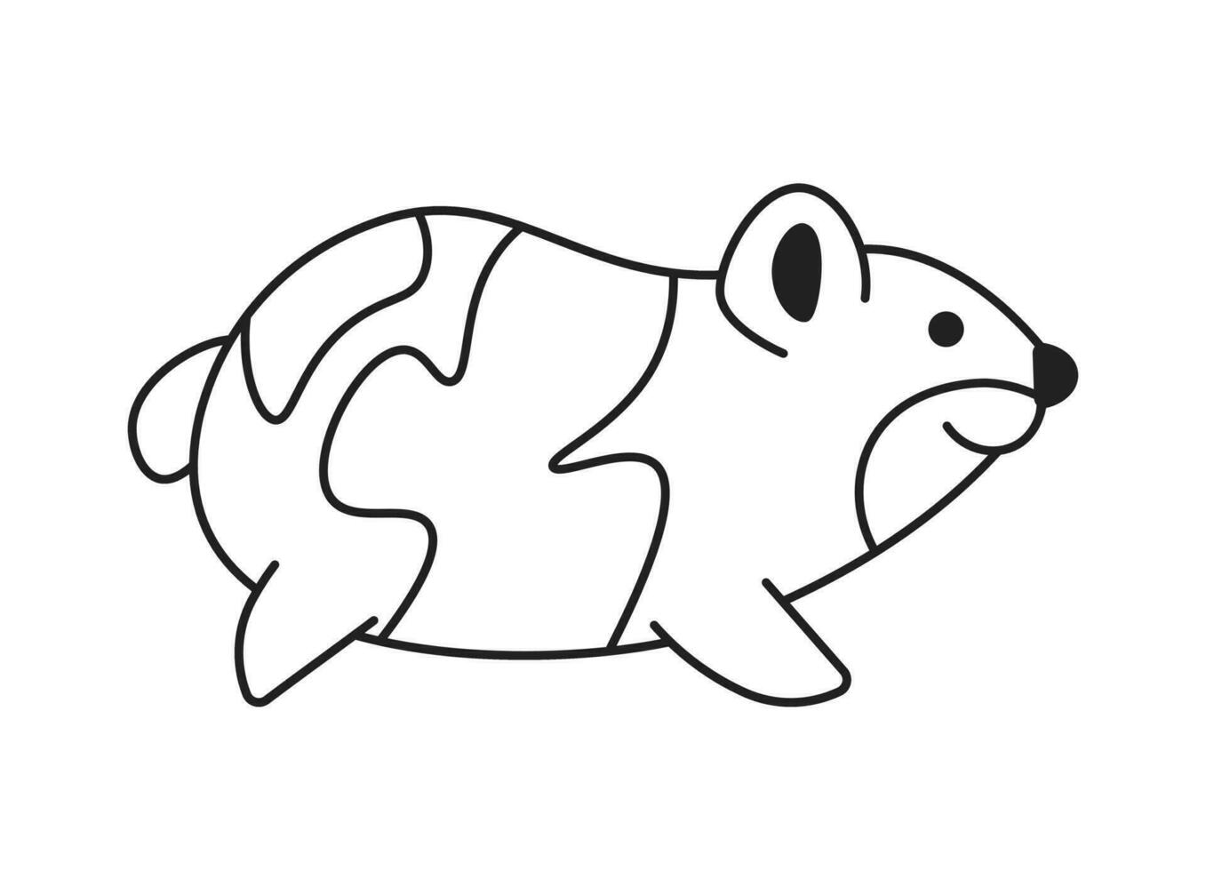 söt hårig djur- svartvit platt vektor objekt. hamster ficka sällskapsdjur. redigerbar svart och vit tunn linje ikon. enkel tecknad serie klämma konst fläck illustration för webb grafisk design