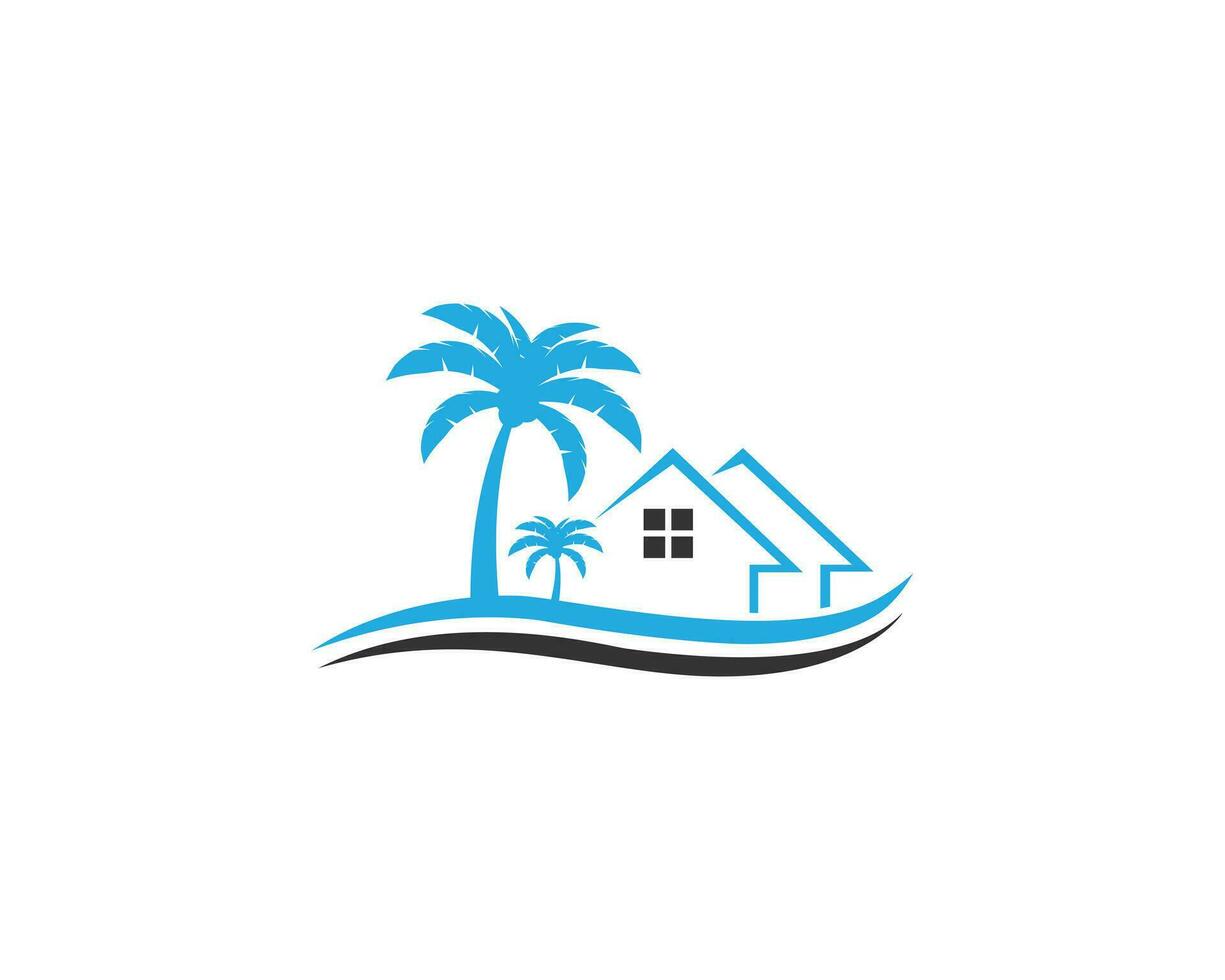 Strand Reisen und Zuhause Symbol Logo Design Konzept Vektor. vektor