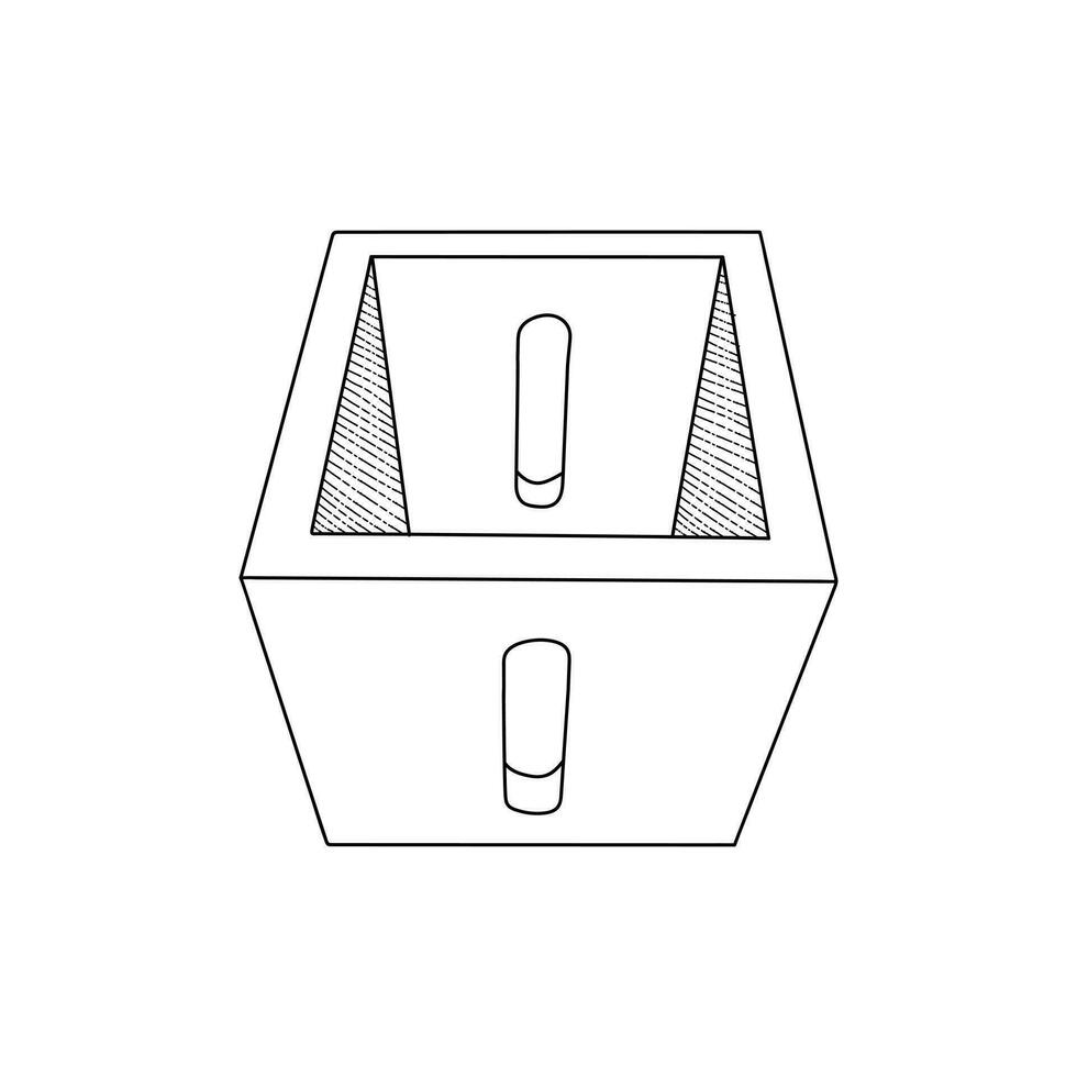 hölzern Box modern Gliederung Stil Symbole. Schlaganfall Vektor Illustration auf ein Weiß Hintergrund.