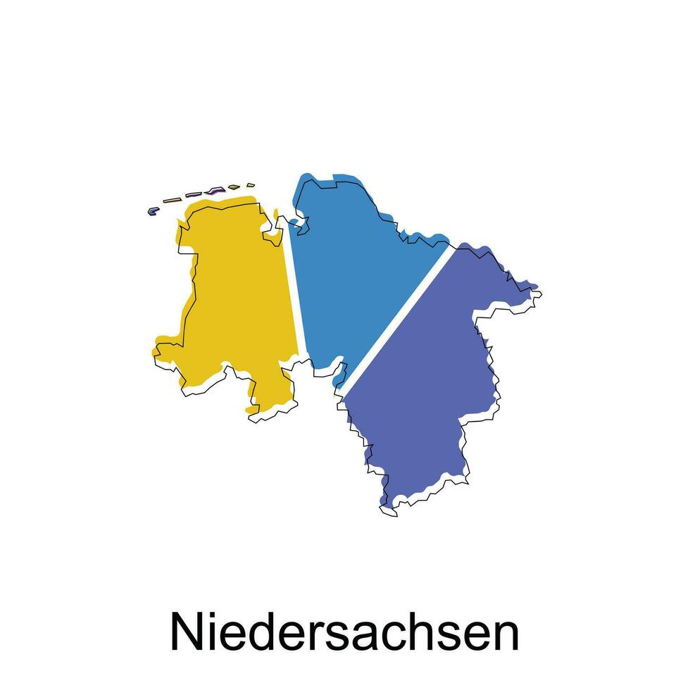 Karte von niedersachsen Design Illustration, Vektor Symbol, Zeichen, Umriss, Welt Karte International Vektor Vorlage auf Weiß Hintergrund