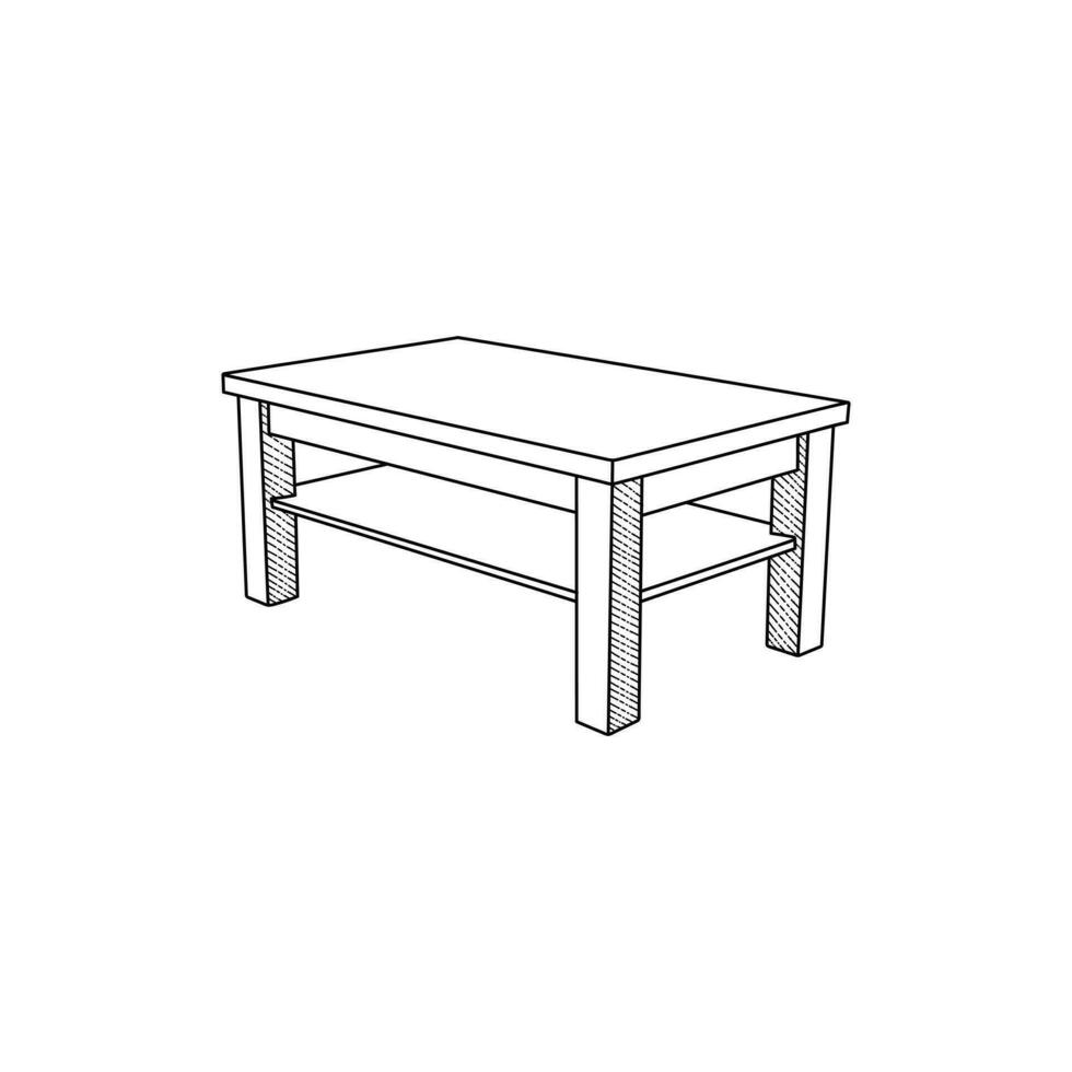 Tabelle Linie Kunst Symbol von Möbel Sammlung isoliert auf Weiß Hintergrund vektor