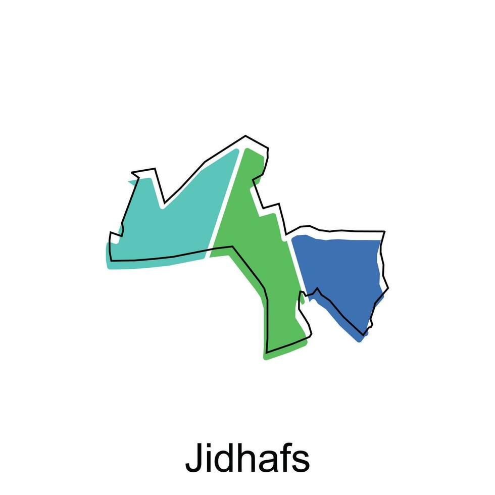 Karta av jidhafs geometrisk med översikt modern design mall, värld Karta internationell vektor mall med översikt grafisk skiss stil isolerat på vit bakgrund