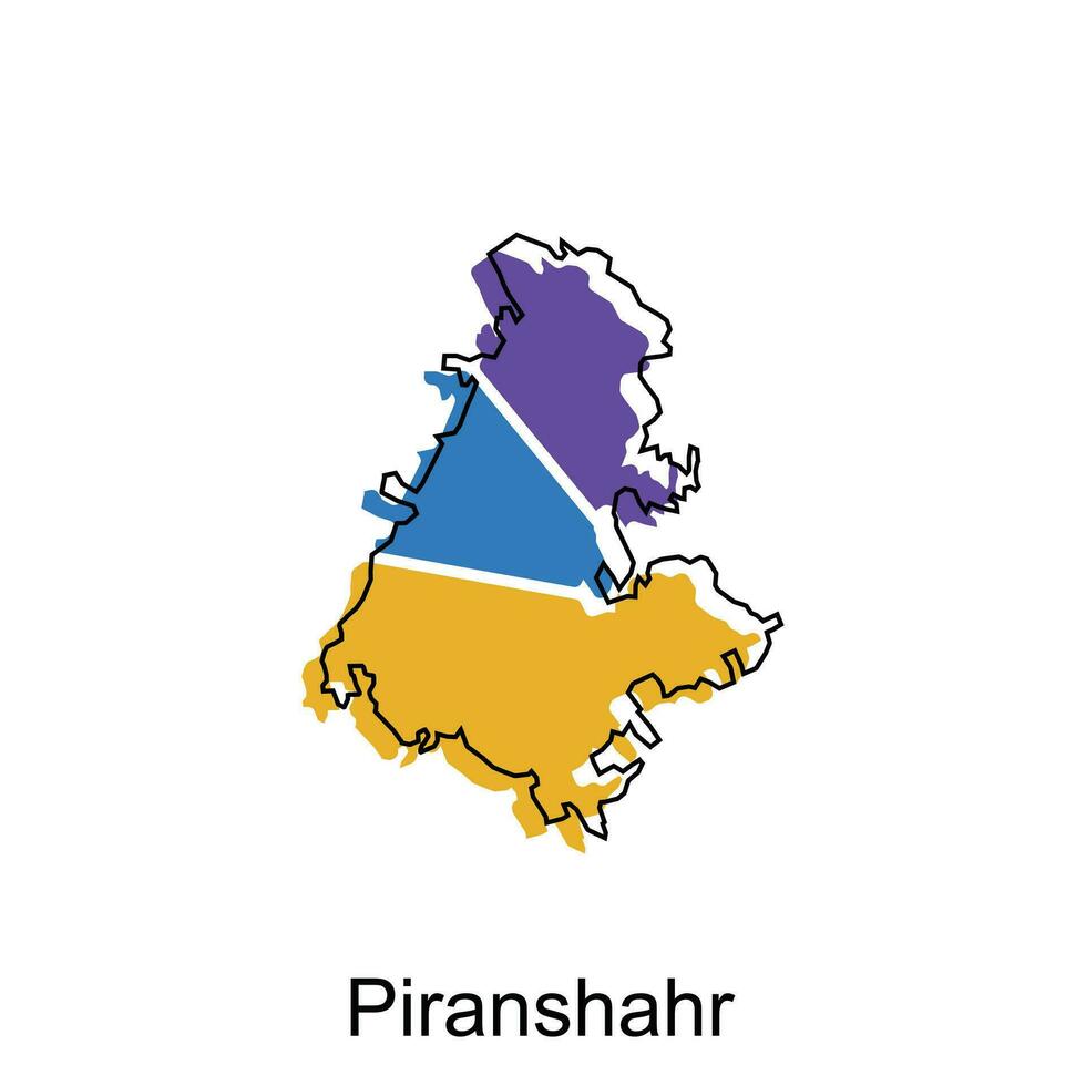 Karta av piranshahr illustration design mall, geometrisk former och rader stil isolerat på vit bakgrund vektor