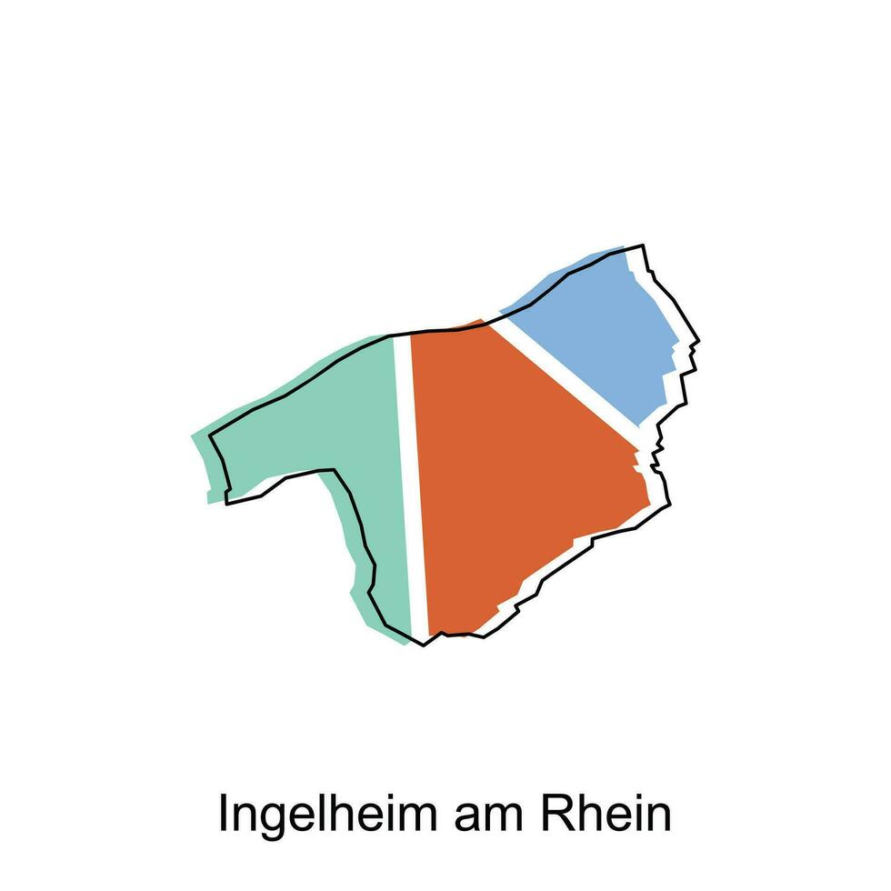 Karta av ingelheim am rhein modern översikt, Karta av tysk Land färgrik vektor design mall