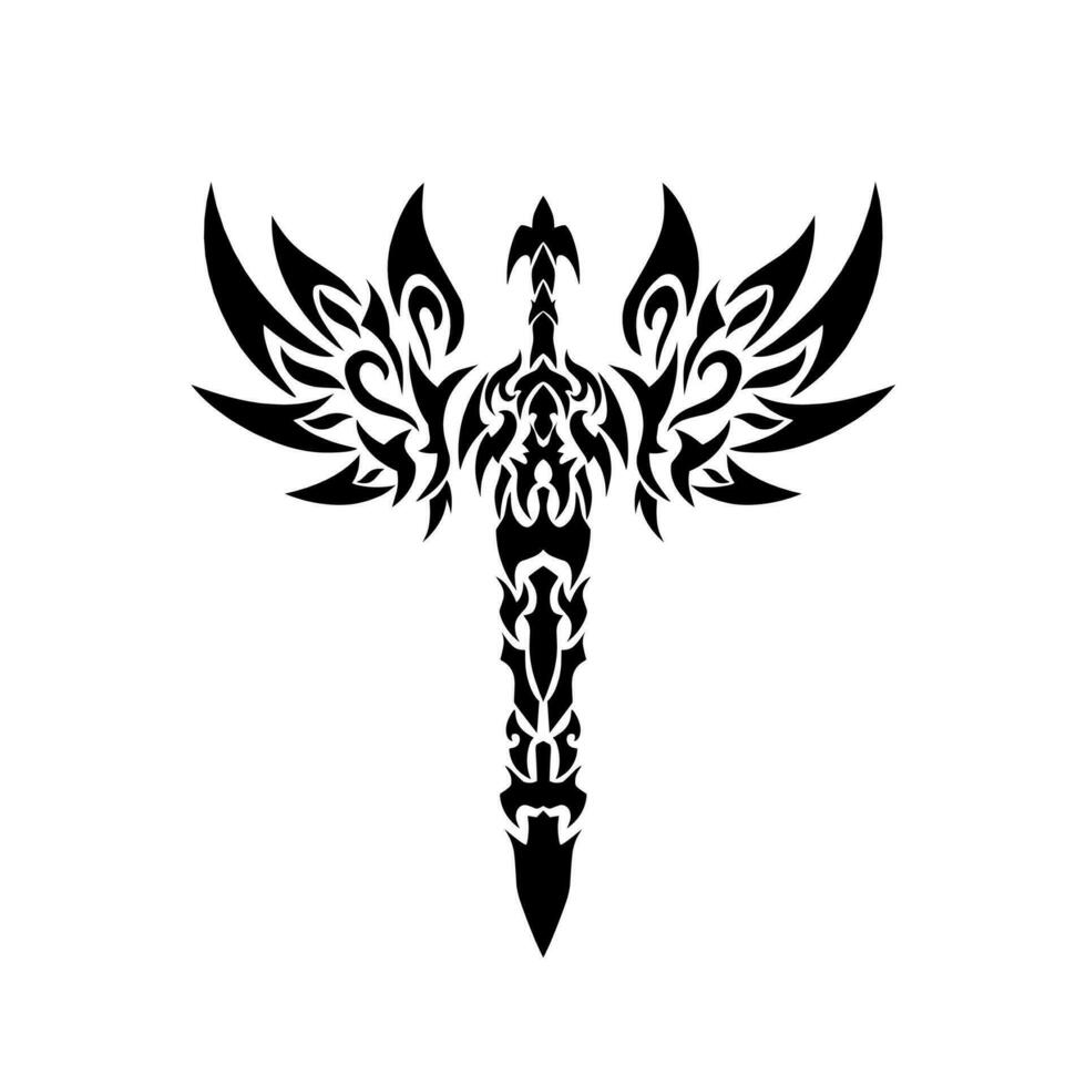illustration vektor grafisk av stam- konst svärd med vingar tatuering