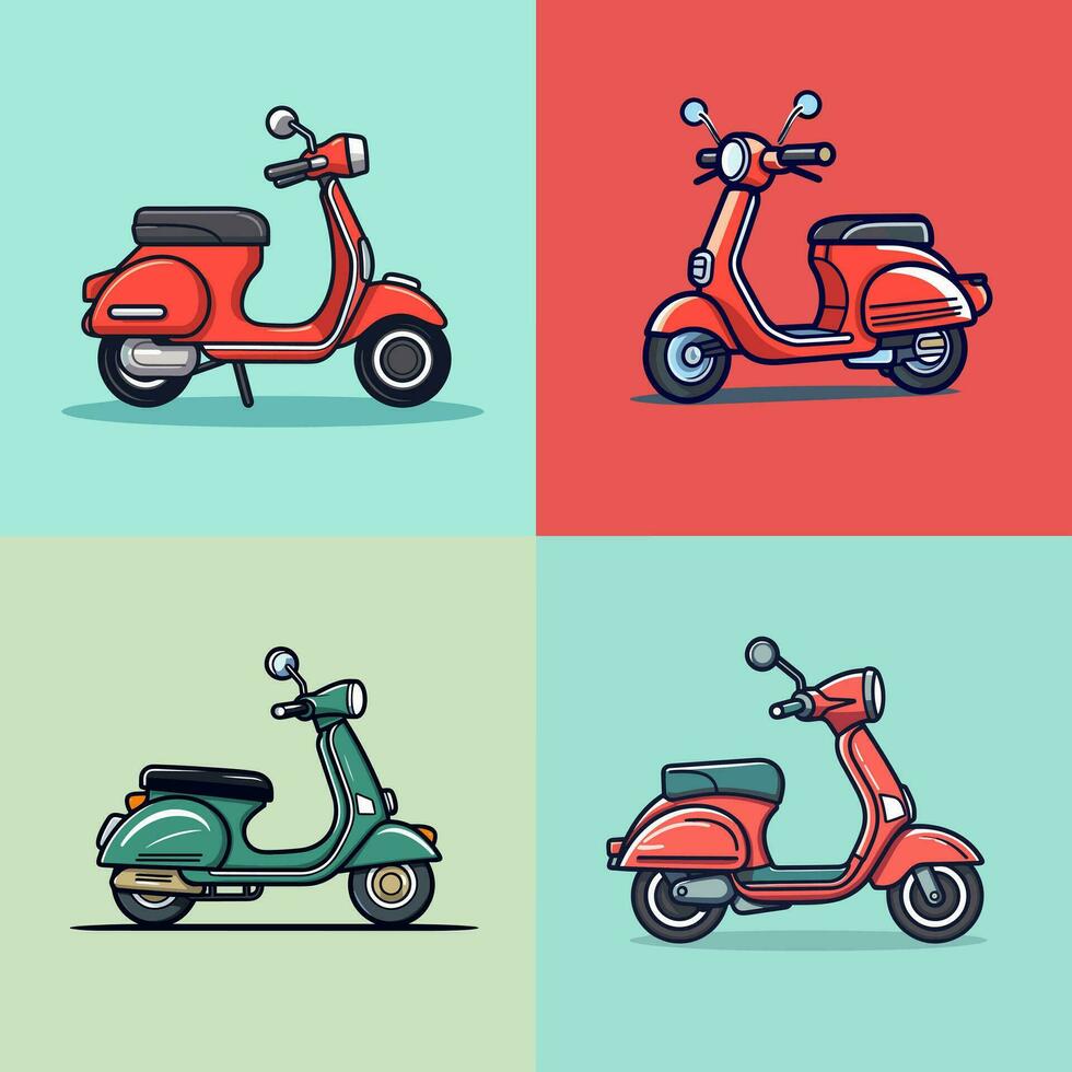 Roller Karikatur Symbol Logo Illustration Motorrad Fahrzeug Symbol Maskottchen Karikatur kawaii Zeichnung Kunst vektor