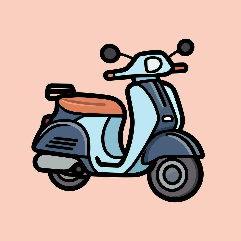 Roller Karikatur Symbol Logo Illustration Motorrad Fahrzeug Symbol Maskottchen Karikatur kawaii Zeichnung Kunst vektor