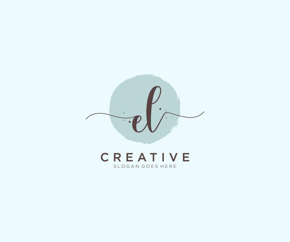 anfängliches el-feminines Logo-Schönheitsmonogramm und elegantes Logo-Design, Handschrift-Logo der Erstunterschrift, Hochzeit, Mode, Blumen und Pflanzen mit kreativer Vorlage. vektor