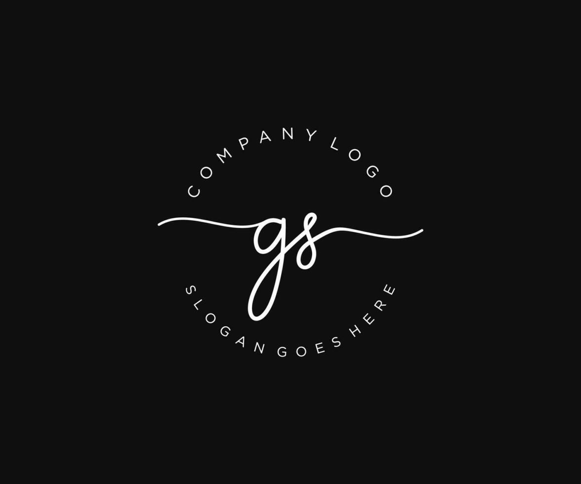 första gs feminin logotyp skönhet monogram och elegant logotyp design, handstil logotyp av första signatur, bröllop, mode, blommig och botanisk med kreativ mall. vektor