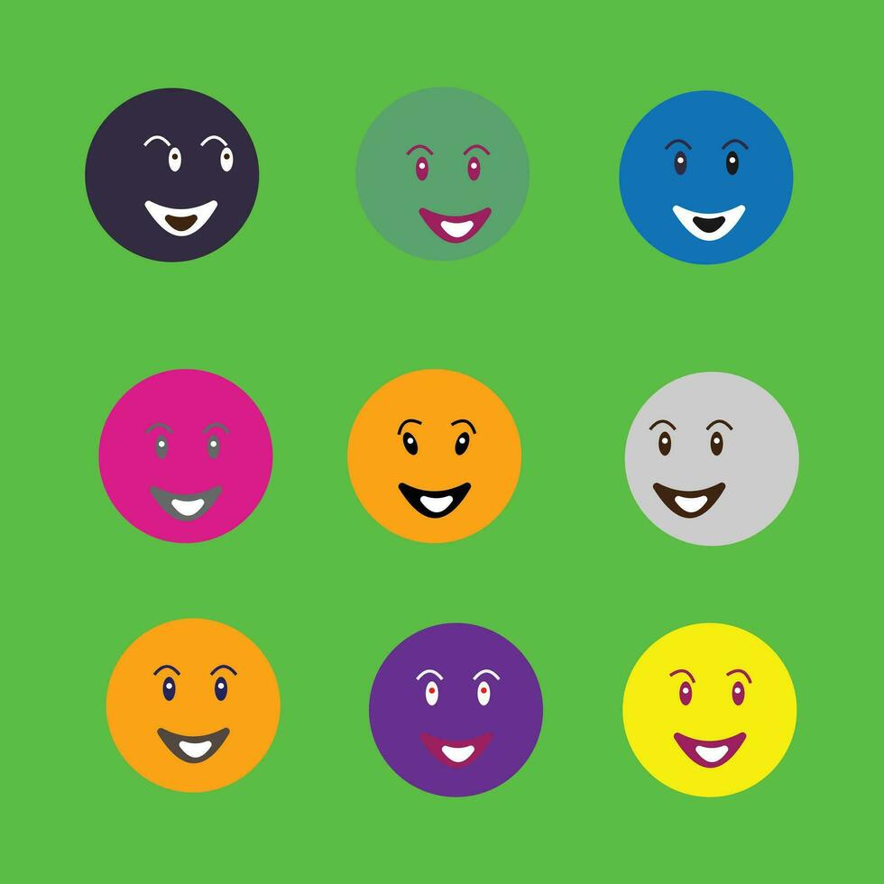 neun komisch Emoticon Bilder mit Gradient Farbe Hintergrund vektor