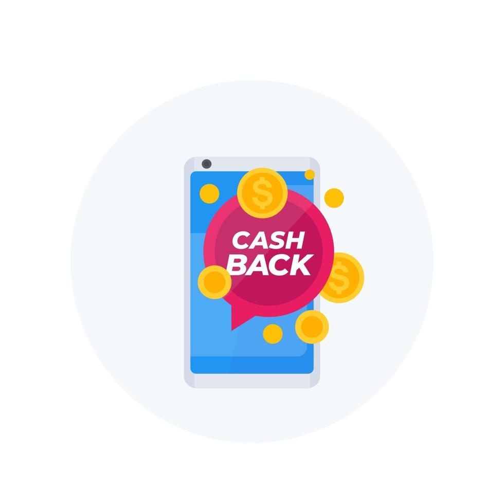 Cashback-Angebot-Vektorsymbol mit Smartphone vektor