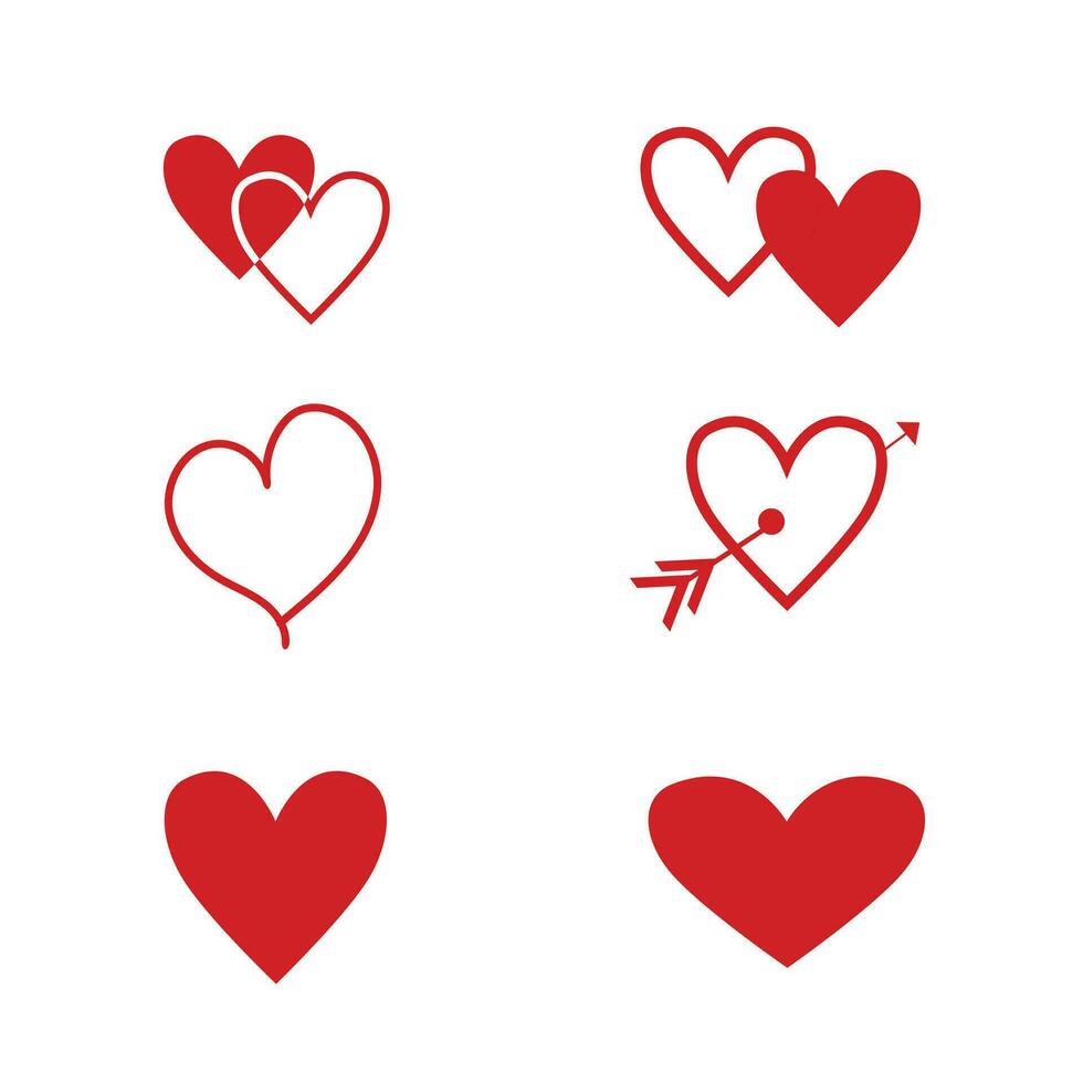 einstellen von rot Vektor Herzen Symbole, Liebe Symbol, isoliert auf Weiß. Heilige Valentinsgrüße Tag Symbol