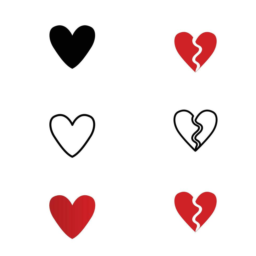 einstellen von rot Vektor Herzen Symbole, Liebe Symbol, isoliert auf Weiß. Heilige Valentinsgrüße Tag Symbol