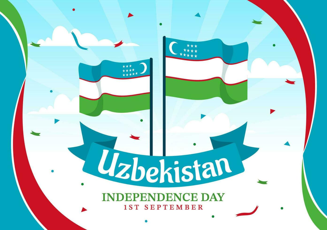 glücklich Usbekistan Unabhängigkeit Tag Vektor Illustration auf 1 von September mit Usbekisch Flagge Hintergrund im National Urlaub Hand gezeichnet Vorlagen