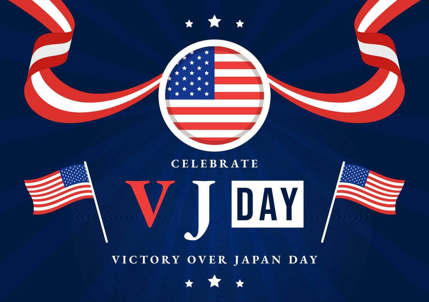 vj seger över japan dag fira vektor illustration med förenad stat flagga bakgrund i platt tecknad serie hand dragen för landning sida mallar