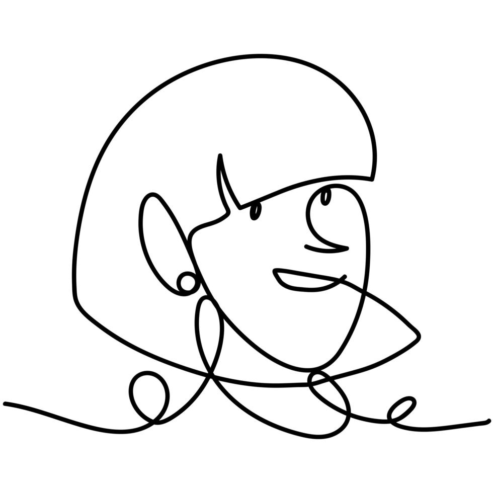 kvinna som bär örhänge profil kontinuerlig linje, isolerad design vektor