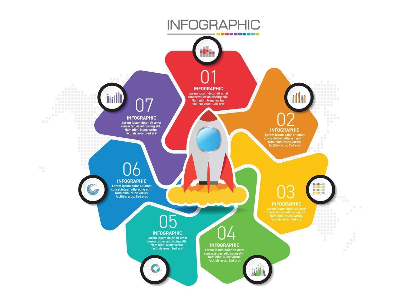 Infografik-Design 4 Schritte mit Marketingsymbolen können für Workflow-Layout, Diagramm, Jahresbericht, Webdesign verwendet werden. vektor