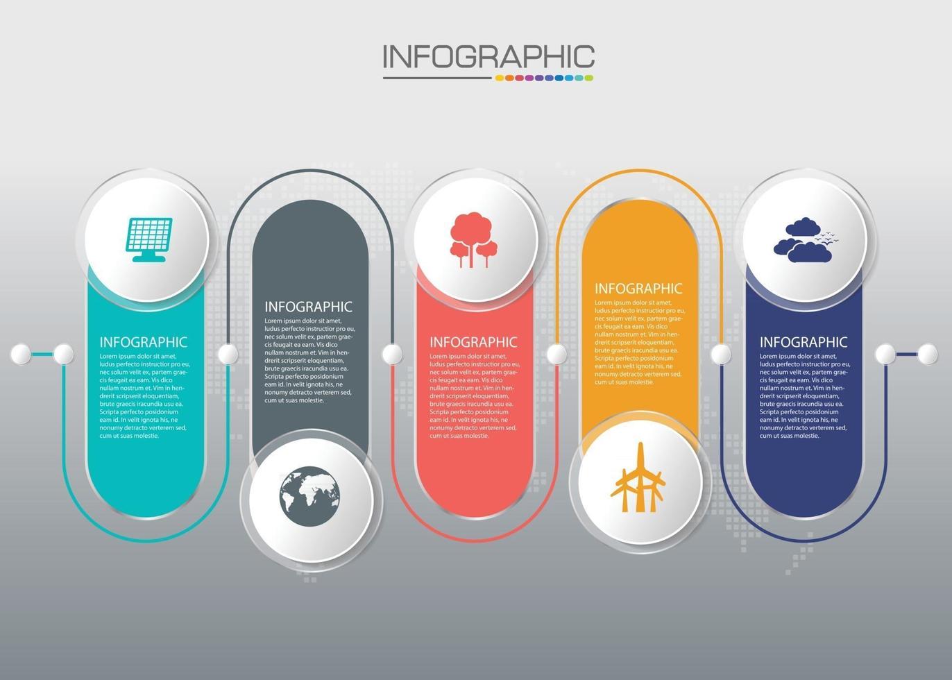 Business-Timeline-Infografik mit Symbolen für abstraktes Vorlagenmeilensteinelement modernes Diagramm und Präsentationsdiagramm. vektor