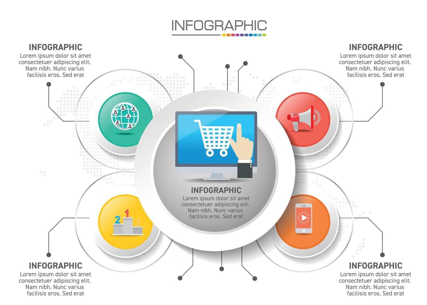 infographics design 4 steg med marknadsföringsikoner kan användas för arbetsflödeslayout, diagram, årsredovisning, webbdesign. vektor