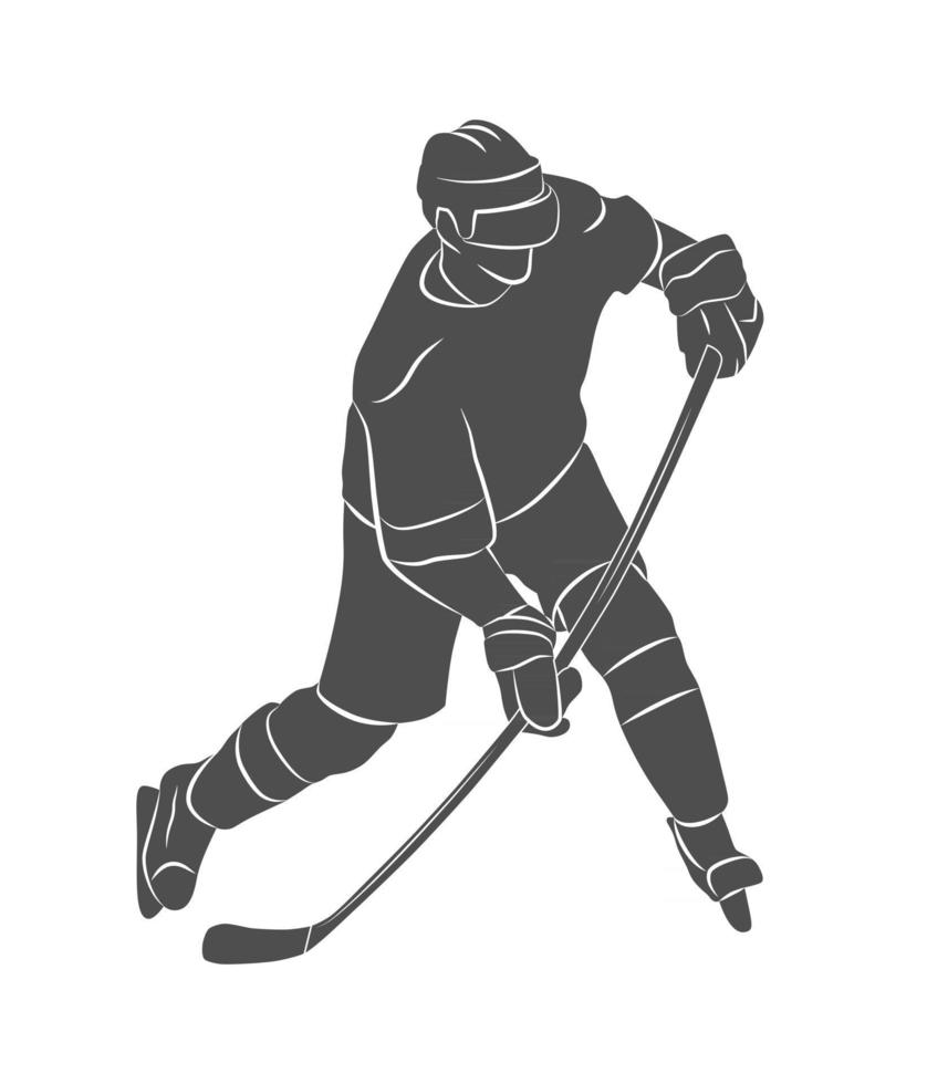 siluetthockeyspelare på en vit bakgrundsvektorillustration vektor