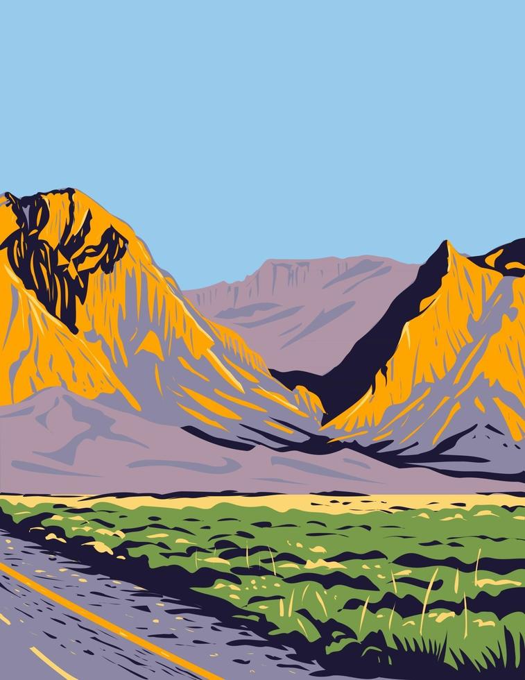 Die Chisos Mountains oder Chisos befinden sich im Big Bend Nationalpark in der Trans-Pecos-Region von Texas Wpa Poster Art vektor