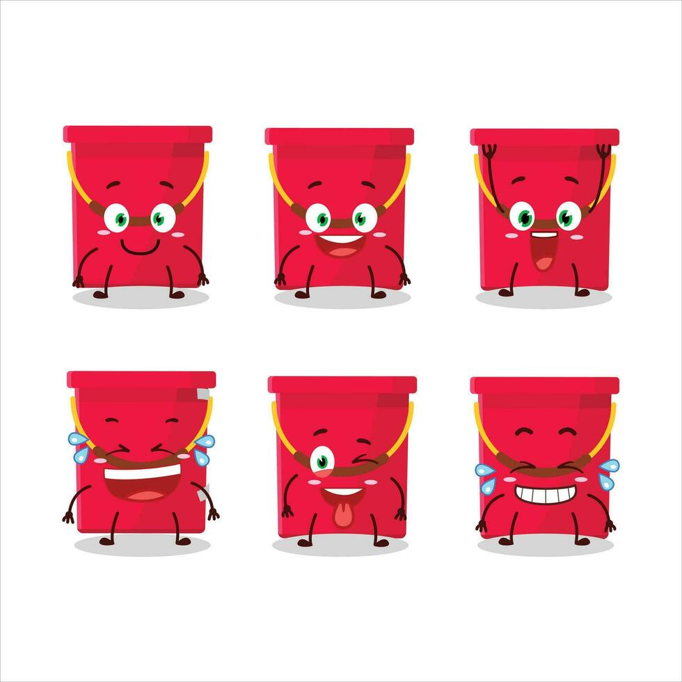 tecknad serie karaktär av röd hink med leende uttryck vektor
