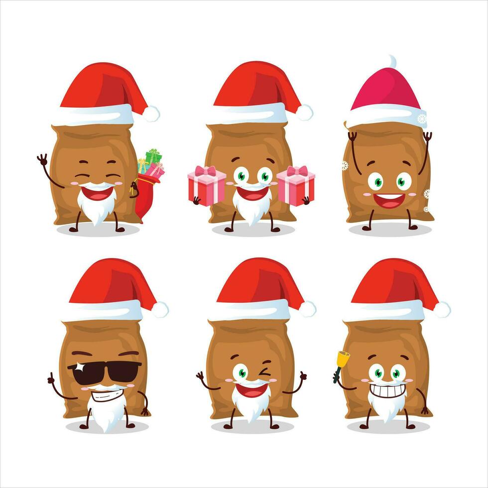 Santa claus Emoticons mit Mehl Sack Karikatur Charakter vektor