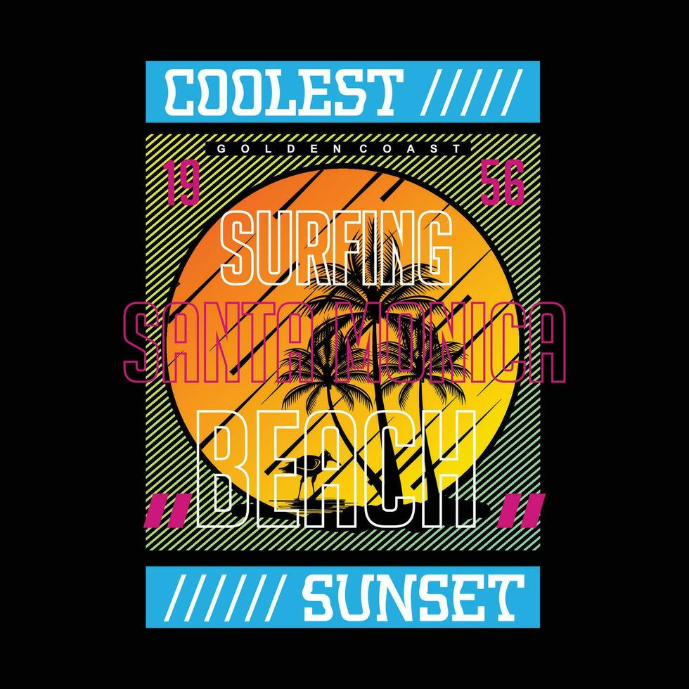 Surfen Sonnenuntergang auf Strand Thema Grafik Design, Surfen Typografie, t Hemd Vektoren, Sommer- Abenteuer vektor